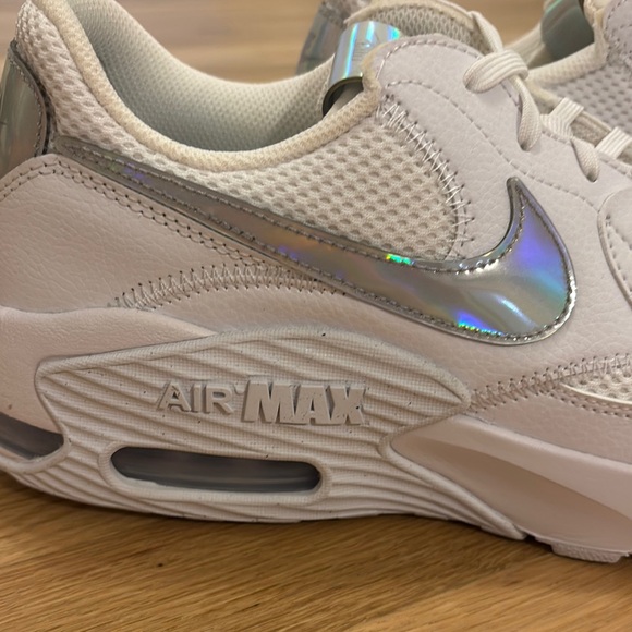 Nike Air Max White and Metallic Silver Athletic Shoes - Picture 2 of 9